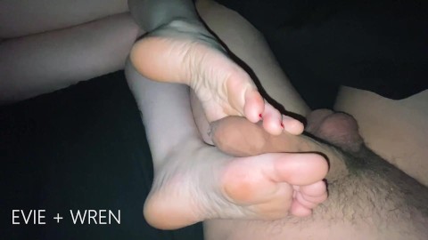 Side Footjob with Gorgeous Pale Feet and Soft Soled Teen