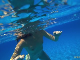 A Russian Girl with a Stunning Body Swims Naked_on a Public_Beach. Tourists_Are Thrilled!