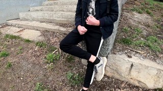 I saw a handsome guy in the parking lot and got very excited. Extreme cumshot