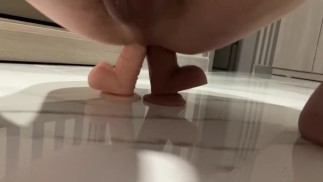 riding two big dildos at the same time