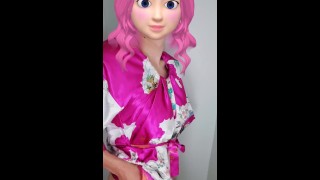 Anime girl avec Red tête et seins énormes 