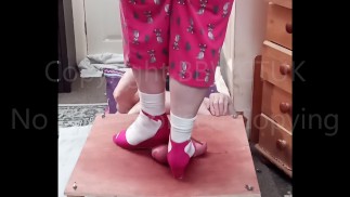 231lb COCK & BALLS CRUSH IN LOW WEDGE HEELS 4