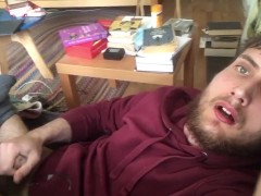 Guy cums from his tiny clit