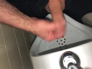 Solo Male Dirty Talk - Risky Public Washroom Masturbation AtThe Urinal And_Swallowing My Cumshot