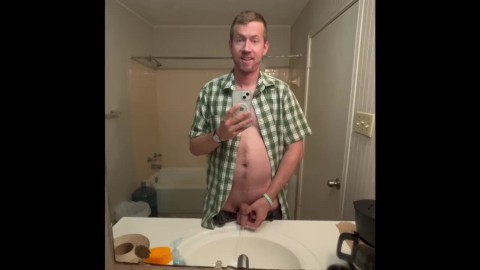 Weird Blonde Man Peeing in the Bathroom Sink Like an Asshole
