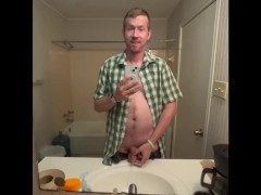 Weird Blonde Man Peeing in the Bathroom Sink Like an Asshole - BlondNBlue222