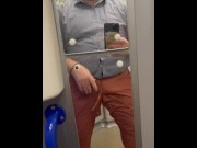 Preview 3 of BigBullB0ss wank on a train gigantic cum load on toilet mirror