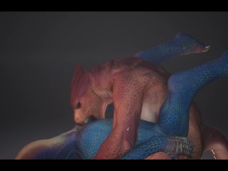 Wild Life Dragon_Lesbian Love_Red & Blue_Scalie