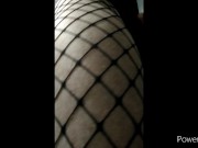 Preview 1 of Bubble Butt Femboy Plays with Dildo in Fishnet Tights Fetish