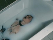 Preview 5 of Latex Slut AnaKatana in a milk bath with blinding lenses
