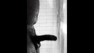 BBC throbbing in shower with cock ring