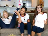 BFFS - Three Horny Teens In Yoga Pants Plan On Fucking The New Foreign Boy In Their School