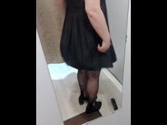 I went out for a walk again in sexy underwear and without panties, my bald pussy is very wet, big as