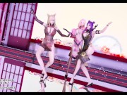 Preview 3 of [MMD]Tougen Renka 桃源恋歌 Hot Erotic Dance KDA Ahri Kaisa Seraphine 4K 60FPS League of Legends