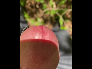 Newhalf cock and ball play sissygasm moaning in the public park