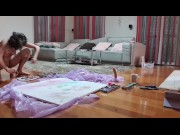 Preview 5 of Pussy PAINTING her second MASTERPIECE