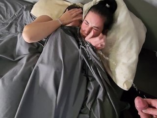 bed wetting, bed pee, small tits, brunette