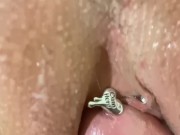 Preview 1 of My clit ring says “ cum here” so he did first cream pie on video