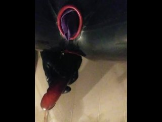 masturbation, female orgasm, vertical video, latex catsuit