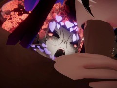 Ahegao Tattooed Gothic Mommy gives face fuck on Midnight Rooftop