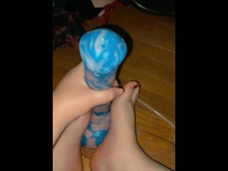 handjob, painted toes, solo female, sloppy
