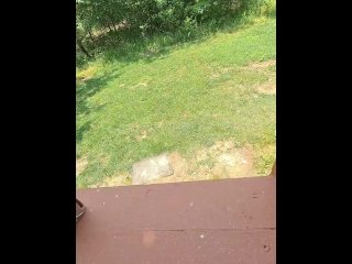 Horny dude jerks off on the deck andin the woods