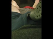 Preview 1 of Massager makes me cum thru boxers - hands free - toes curl