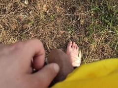Trying to pee in the woods