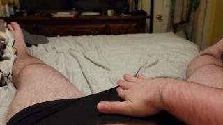 While Dirty Talking Chubby Nerd Teases Cock