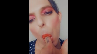 What dat mouth DO?! Sissy lipstick tease. 
