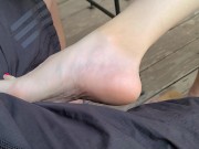 Preview 5 of Outdoor Footjob in Pants