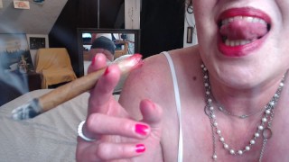 806 Smoking My First Cigar Heavy Makeup Boob Teasing From Gorgeous PAWG Dawnskye