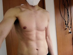 【高画質】【顔出し声だし有】【無修正】日本人男性筋肉ムキムキオナニー男オナニー動画 - Screenshot 1 of 16 - 男 オナニー