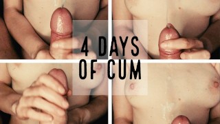 How much cum collects a big cock after 4 days with no fap? Fast POV HJ on teen tits with huge load.