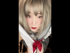 【男の娘】JK コスプレオナニー ❤︎ Japanese crossdresser