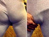 MY DICK RUBS IN TIGHT LEGGINGS / Straight Guy in gray leggings trains at the gym