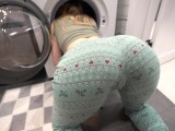 step bro fucked step sister while she is inside of washing machine - creampie