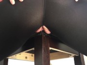 Preview 5 of Horny BBW Humps Chair in Ripped Leggings w/ Full Bladder Squirting Pee to Orgasm Part 2 of 2