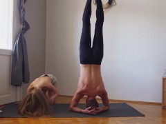 Workout yoga exercise together for the first time 15/16