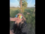 Preview 1 of Horny Slut Sucking Dick during a Bike trip, Amateur Public Blowjob
