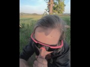 Preview 4 of Horny Slut Sucking Dick during a Bike trip, Amateur Public Blowjob