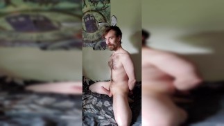 Hairy bunny boy posing on the bed
