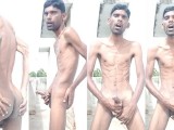 Rajesh masturbating on outdoor, moaning, spitting on dick, showing ass, butt, spanking, and cumming