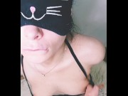 Preview 2 of Nasty Brunette Sucks Sloppy & Drowns / Lesbian Strapon / Hardcore Deepthroat With JulyLuane