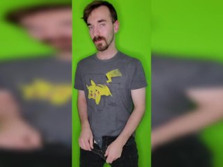Just a guy in a Pikachu shirt showing off his cock.