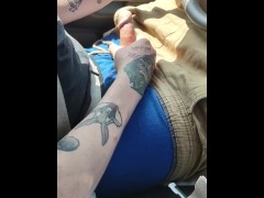 Video Jerking off while driving around (finish in my fiancee's mouth) loud moaning