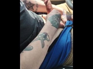 Jerking off while Driving around (finish in my Fiancee's Mouth) Loud Moaning