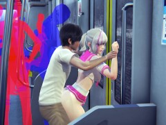 Schoolgirl fucked in the ass in the subway car