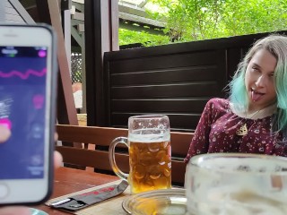 Remote Orgasm Control of my Stepsister in Bar !