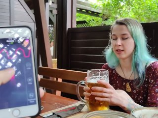 Remote orgasm control of my_Stepsister in bar !